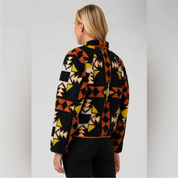 FREE PEOPLE MOVEMENT Rocky Ridge‎ Jacket Fleece size Small Black, Orange Print - Image 4