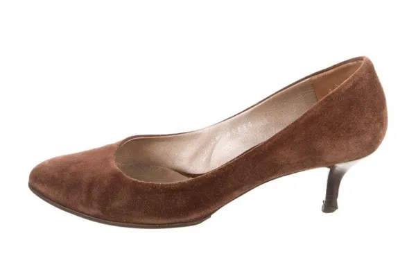 Salvatore Ferragamo Brown Suede Round Toe Kitten Heel Pumps - Image 2