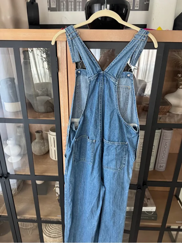 Vintage y2k Xhilaration denim overalls wide leg light wash 90s mom baggy - Image 3
