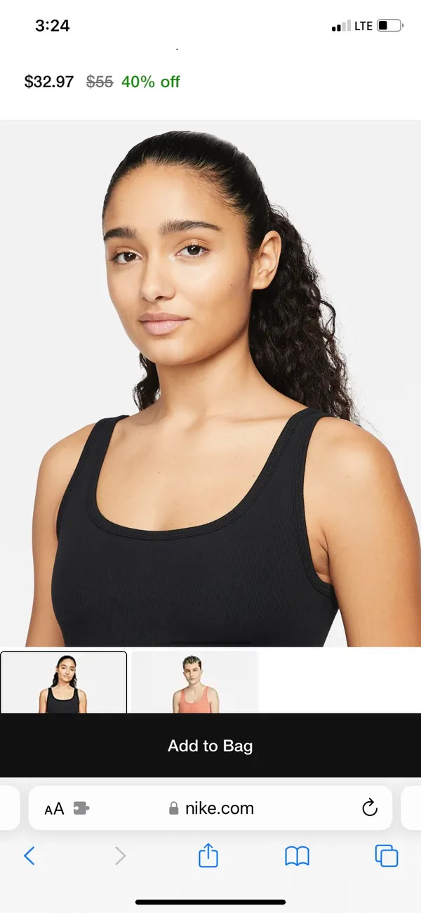 Nike One Luxe Black Ribbed Sports Bra Tank - Image 3