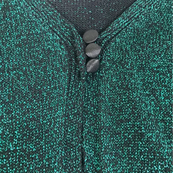 FREE PEOPLE Emmaline Metallic Green Cardigan Long‎ Sleeve Goth Dark Romantic XS - Image 9