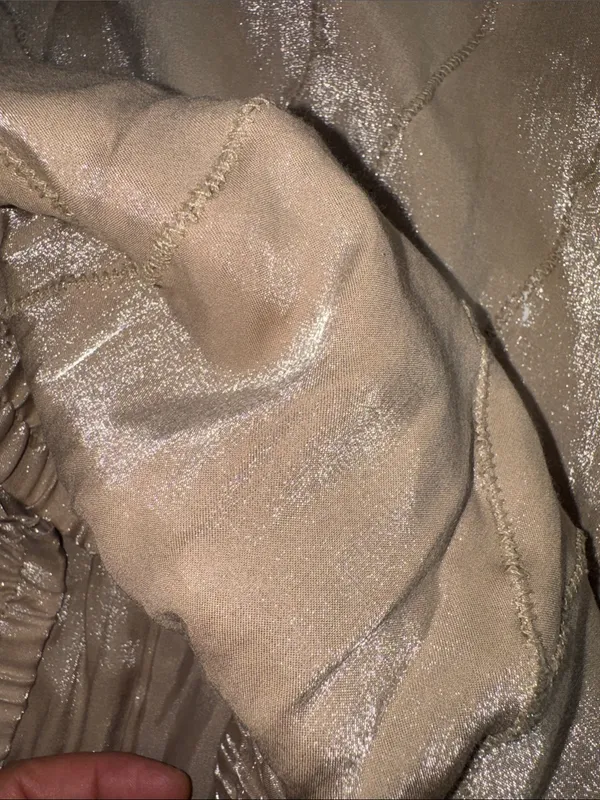 Vintage 80s 90s East West Shiny Metallic Taupe Bomber Jacket S - Image 9