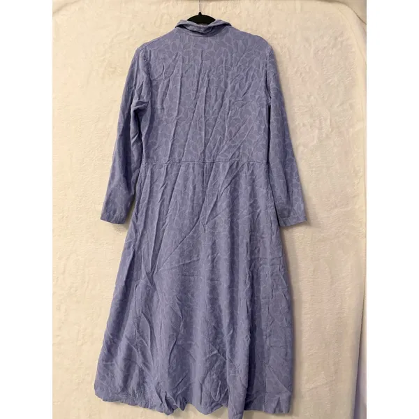 Earth Song Jacquard Leaf Maxi Dress Womens Large Periwinkle Long Sleeve Boho - Image 10