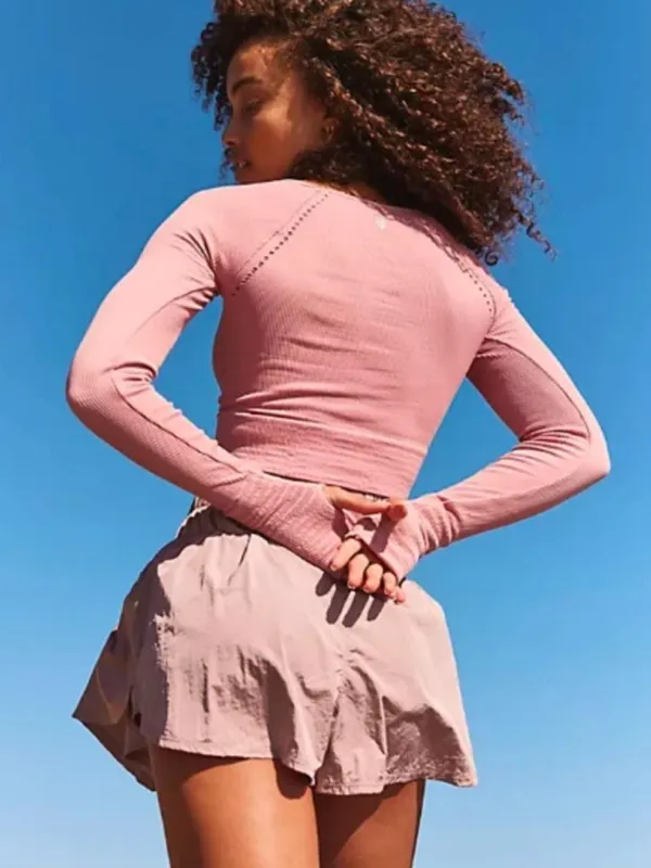 FREE PEOPLE MOVEMENT pink Cut It Out Long Sleeve sz xs/s - Image 5