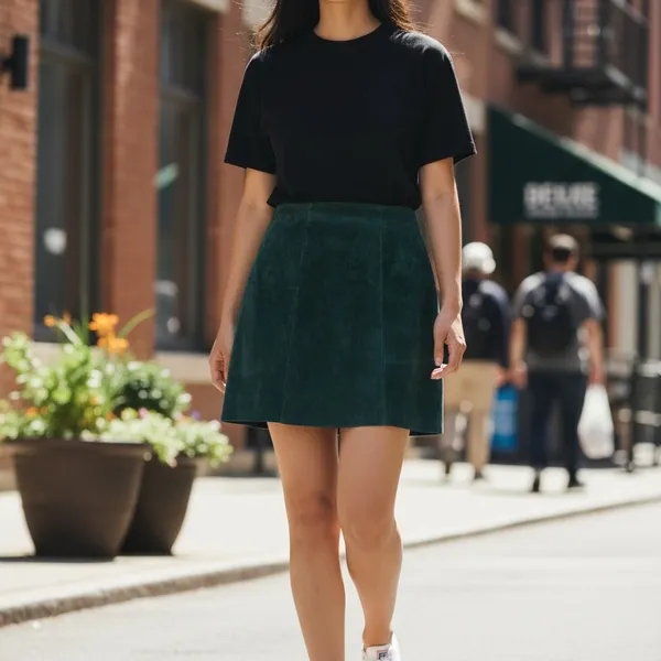 Vintage Elegant Green Suede Skirt by Lear’s Size 12 - Image 6
