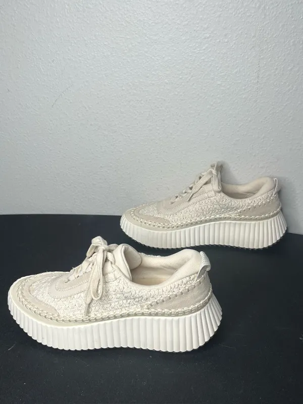Dolce Vita Sandstone Cream Crochet Knit Platform Sneakers Size 7 - Image 5