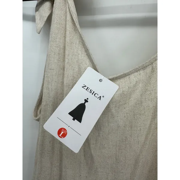 Zesica‎ Romper Jumpsuit Women Sz L Cream Linen Blend Pockets Lagenlook Boho NWT - Image 7