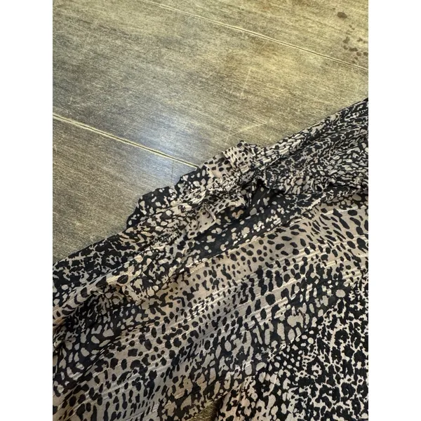 Anthropologie Maeve Womens Animal Print Jacquin Blouse Size Large Stretch - Image 6