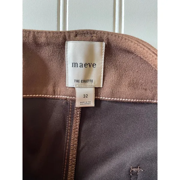 Maeve Anthropologie The Colette Fall Brown Faux Suede Wide Leg Pants 32 NEW - Image 7