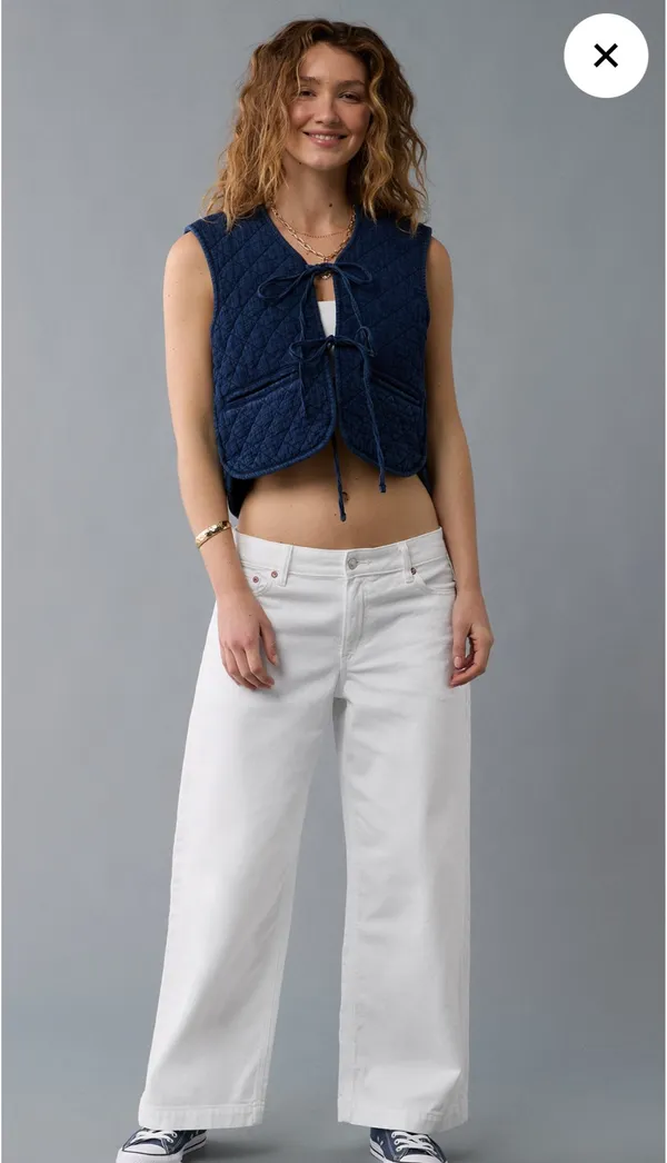 American Eagle Tie Front Quilted Vest - Image 3