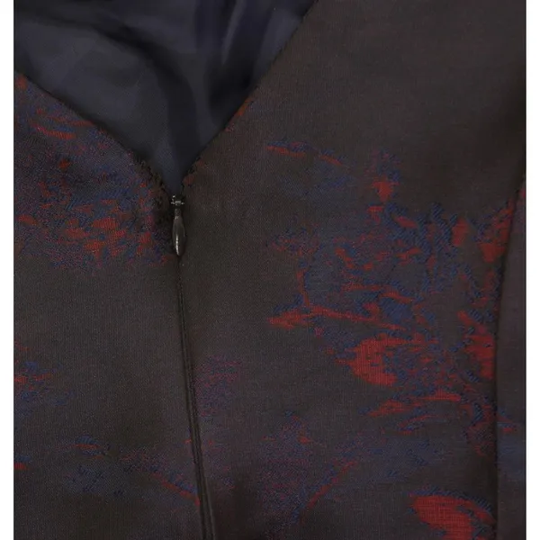 NWT Adrianna Papell Pleated Floral Jacquard Dress Navy Blue / Pink Multi 6 - Image 12
