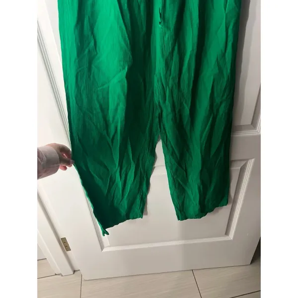 Zara wide leg green cotton pants size XS - Image 4