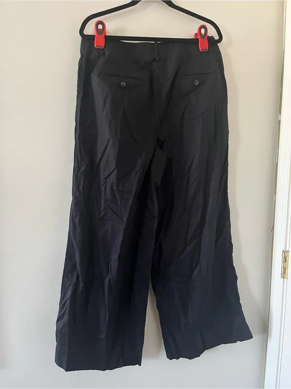 Loft Black Cotton Wide Leg Trouser Pants 12 Minimalist Capsule Office Coastal - Image 5