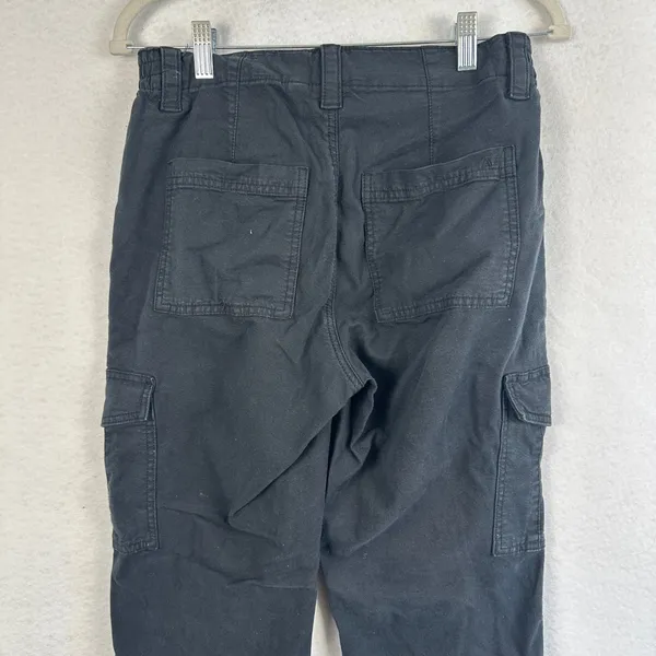 American Eagle Black Cargo Pants Stretch Waist Zip Fly‎ Womens 4 Sporty Utility - Image 7