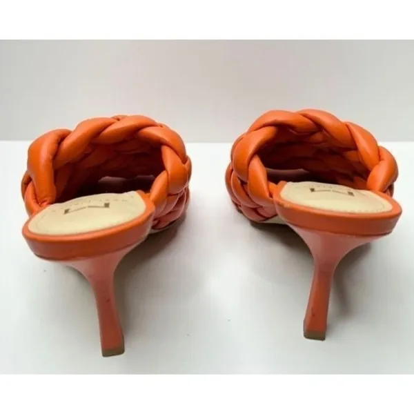 Marc Fisher LTD Dakina Orange Leather Woven Square Toe‎ Heel Mules Size 5.5 - Image 5