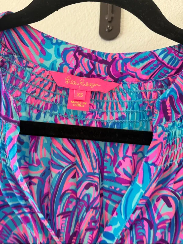 Lilly Pulitzer Silk Elsa Top Shelleidoscope Print Turquoise Oasis - Image 5
