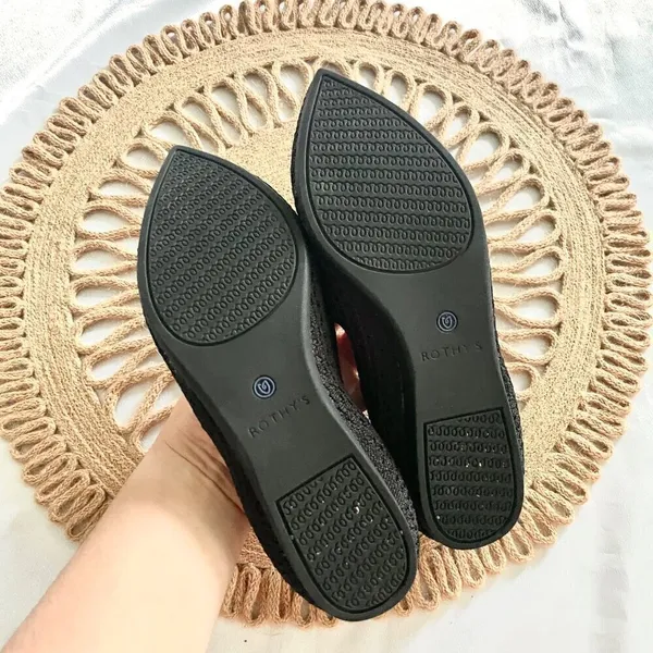 Rothy's The Point Toe Flats in Black Honeycomb Knit Size 8 - Image 4