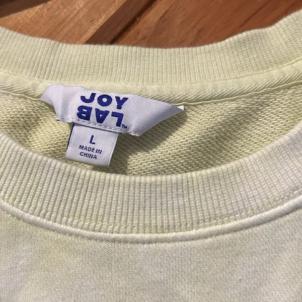Joy lab neon yellow & white tie-dye athletic crewneck sweatshirt w side zipper - Image 4