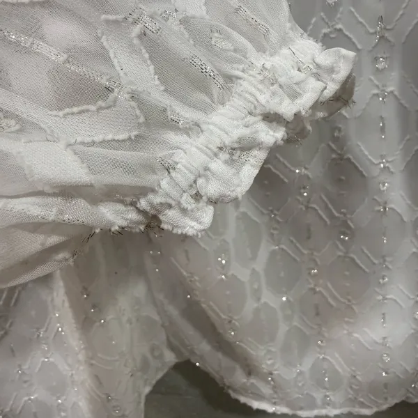 LOFT White Size M Ruffle Sleeve Textured Fairy Blouse - Image 6