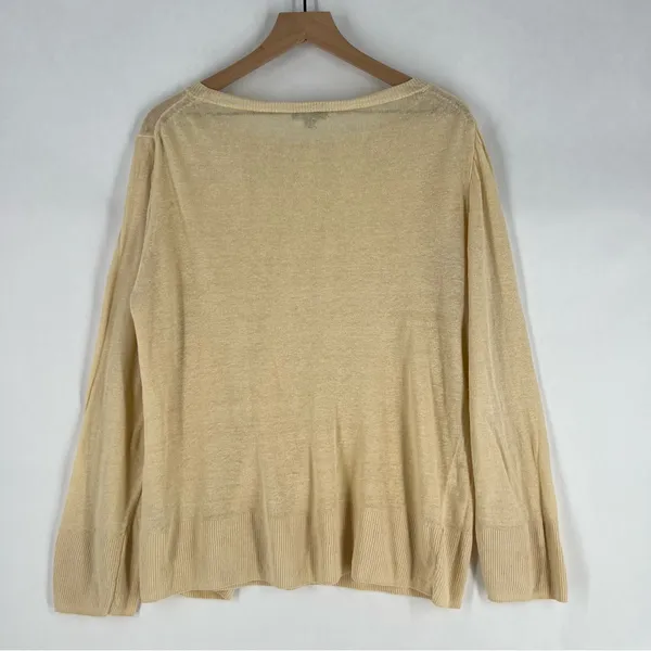 J. Crew Cream‎ Lightweight Linen Relaxed Fit Long Sleeve Sweater Size S - Image 7