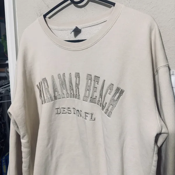 Miramar Beach Hoodie Sweatshirt Destin Florida Spring Break sz L Beige - Image 2