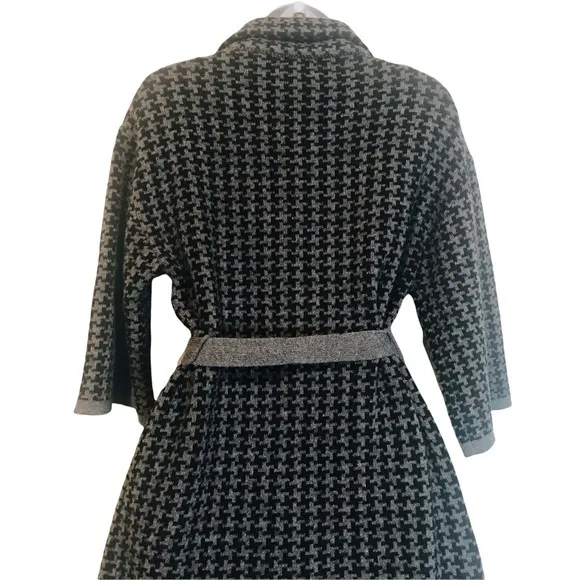 Chiara mente S wool blend longline houndstooth belted cardigan coat - Image 9