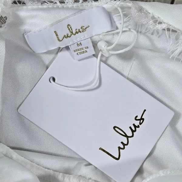 Lulus Marcelyn White Pleated Cold-Shoulder Maxi Dress Medium NWT Wedding Bridal - Image 6