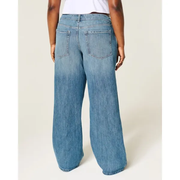NWT Hollister medium-wash low-rise baggy jeans Size US 00R / W24 Regular - Image 2