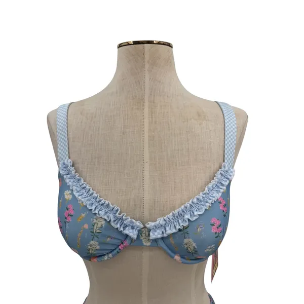 Strawberry Milk Mob Brad's‎ Favorite Floral Bikini Set Blue Ruffle NWT Medium - Image 3