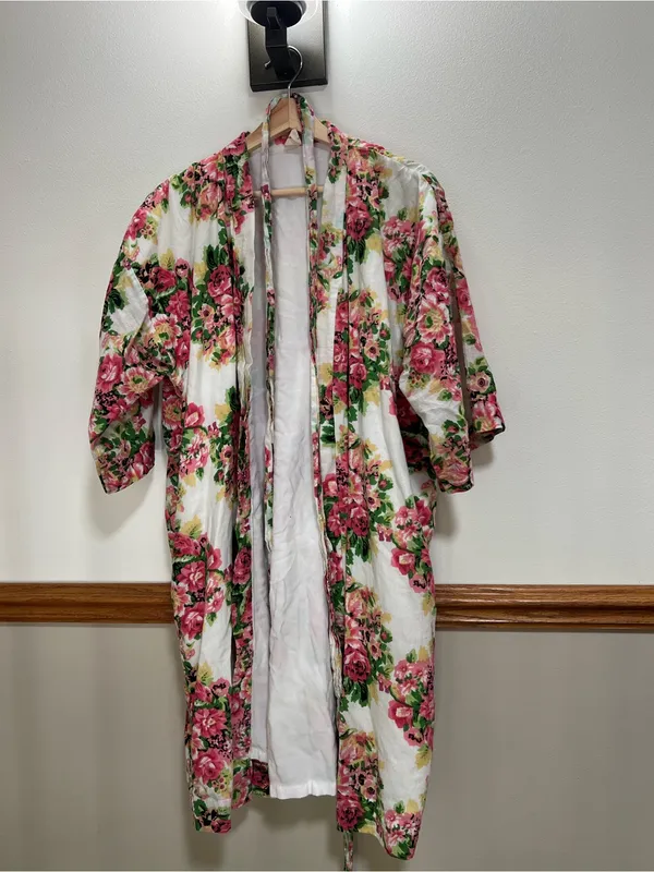 Handmade Floral Cotton Robe size small/medium - Image 2