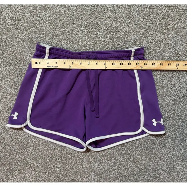 Under Armour Womens Purple Running Shorts White Trim Drawstring Size Small - Image 6