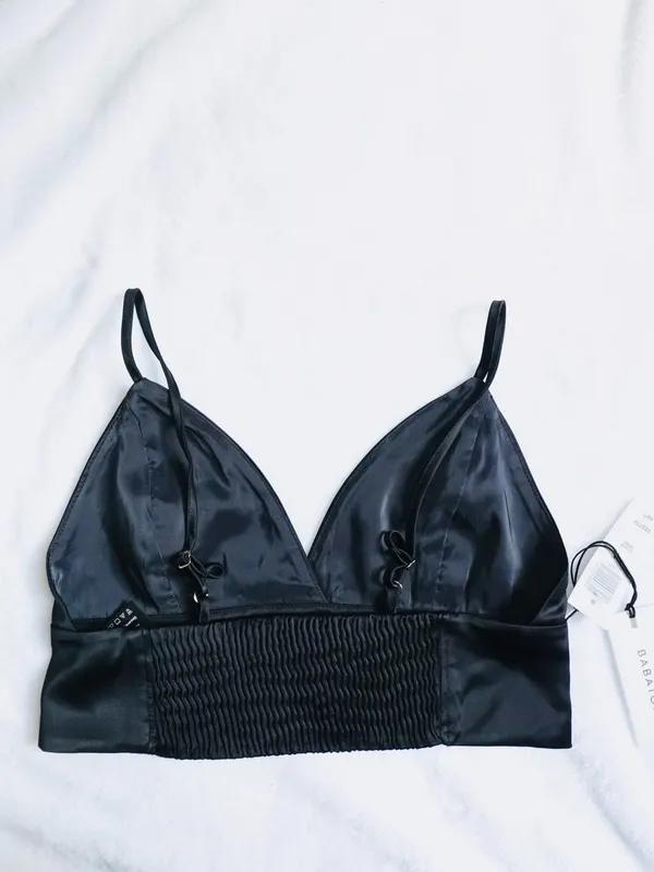 Babaton Aria Black Satin Bra Top - XXS - NWT - Image 2