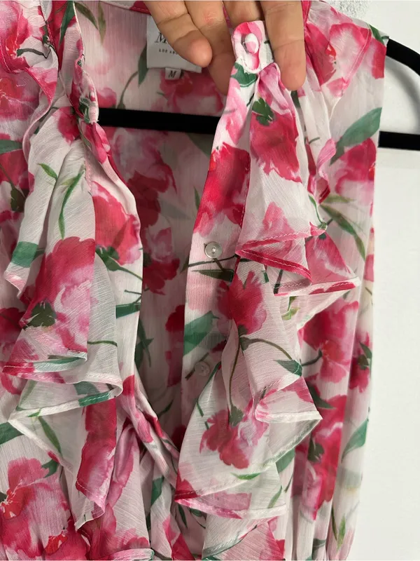 Misa Los Angeles Floral Ruffle Ilona Midi Dress Women’s Sz M - Image 9