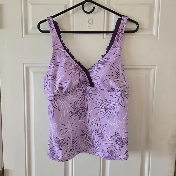 ZeroXposur Tankini Swimsuit Women Large Purple Floral Swim Skirt 2 Piece NWT - Image 2