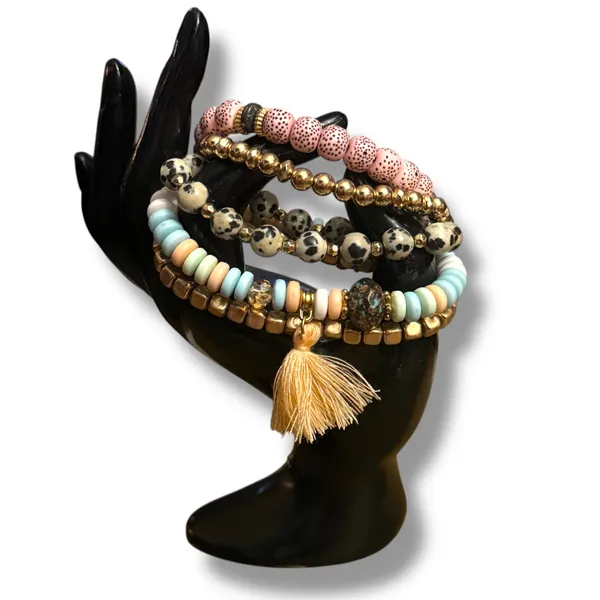 Multicolor beaded stretch bracelet bundle Multiple - Image 2