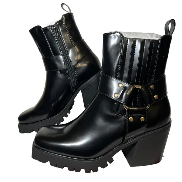 Shoe Dazzle Enslee Chelsea Black Biker Boots #9‎ - Image 5