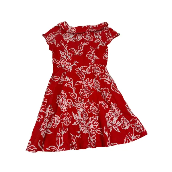 Free People A Thing Called Love Mini Dress Red White Floral Linen Blend Size 4 - Image 4