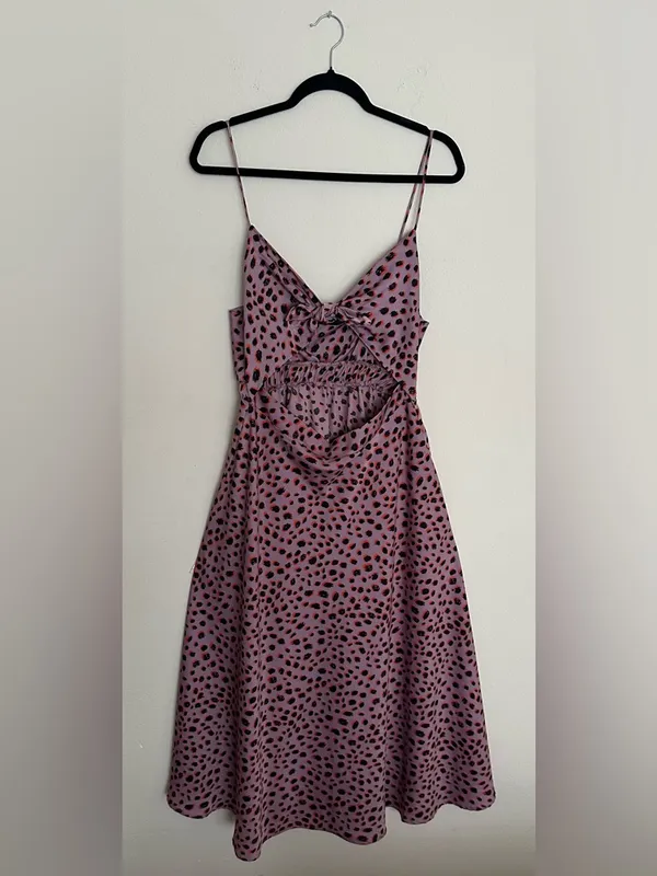 Vici Pink & Black Leopard Print Cutout Knot Maxi Dress Size L - Image 4