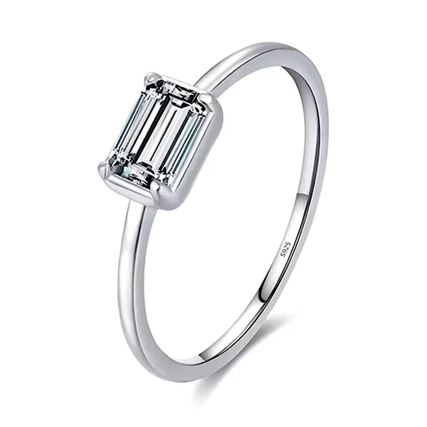 NEW Emerald‎ Cut 5A CZ Ring | Rhodium 925 Sterling Silver, 6 - Image 2