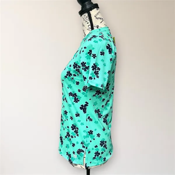 NWT EleVen Venus Williams S‎ Mint Floral Ribbed Tennis Athletic Short Sleeve Top - Image 6