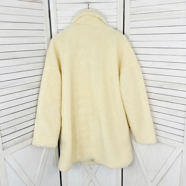 Pretty Little Thing Faux Sherpa Double Breasted Teddy Coat Cream 10 Borg‎ Lapel - Image 11
