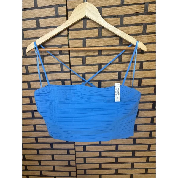 Madewell Blue Poplin Crop Tube Top Size‎ 8 - Image 2