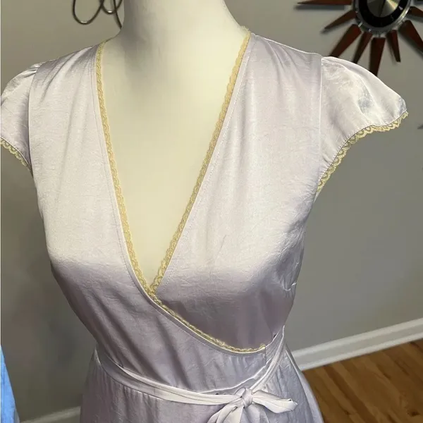 Aritzia‎ Wilfred Mademoiselle Dress Ice Lavender Satin Wrap S - Image 6