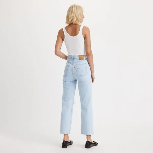 Ribcage High Rise Distressed Straight Ankle Blue Jeans Ojai Shore 27 - Image 3