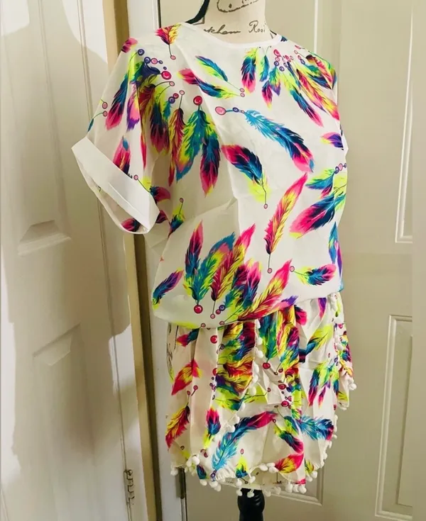 Ladies feather Print 2pc Set Multiple Size M - Image 2