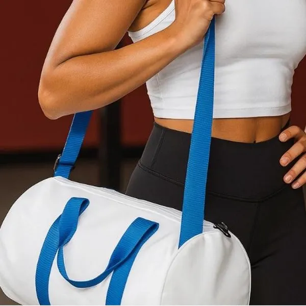 NWT Halara Weekender White & Blue Zipper Gym Duffle Bag with Shoulder Straps - Image 2