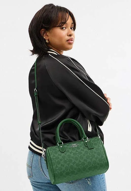 NWT Coach Medium Rowan Satchel Bag In Signature Canvas CV961 Bright Jade - Image 9