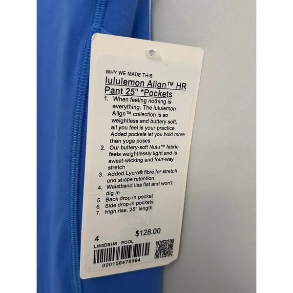 lululemon Align HR leggings/ Pant with pockets size 4 25” Pool new with tags - Image 4