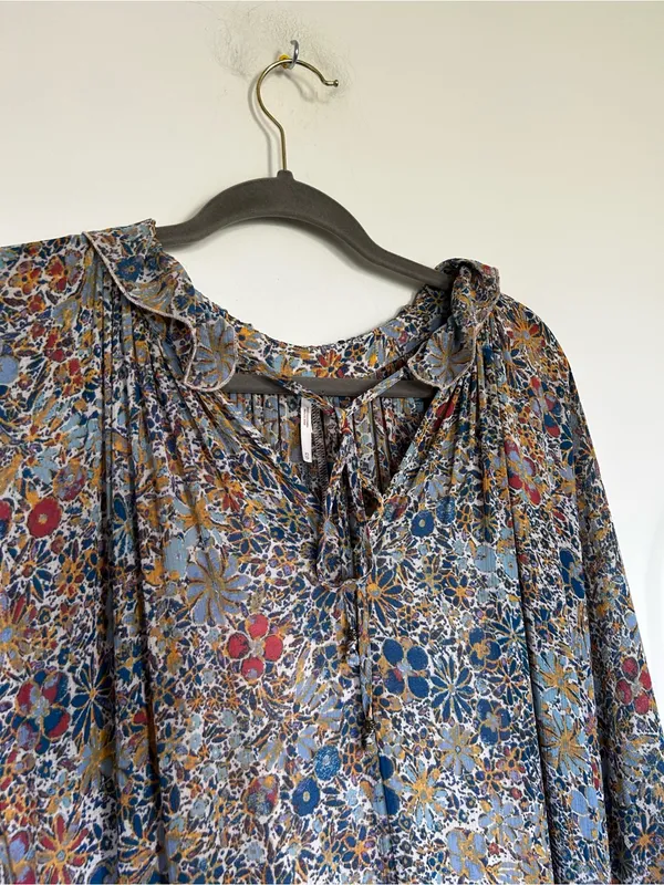Free People Feeling Groovy Floral 70’s Style Boho Hippie‎ Maxi Dress Size XS - Image 5