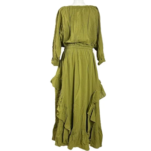 Free People Bohemian Witchy Ethereal Maxi Dress Green Moss Size Small NWT - Image 6
